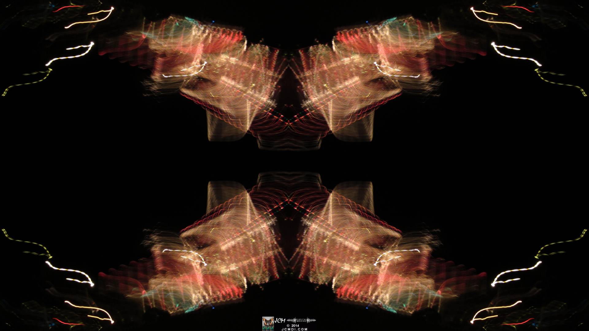 Quadroscopic Artwork made from an image of Abstract motion Christmas lights